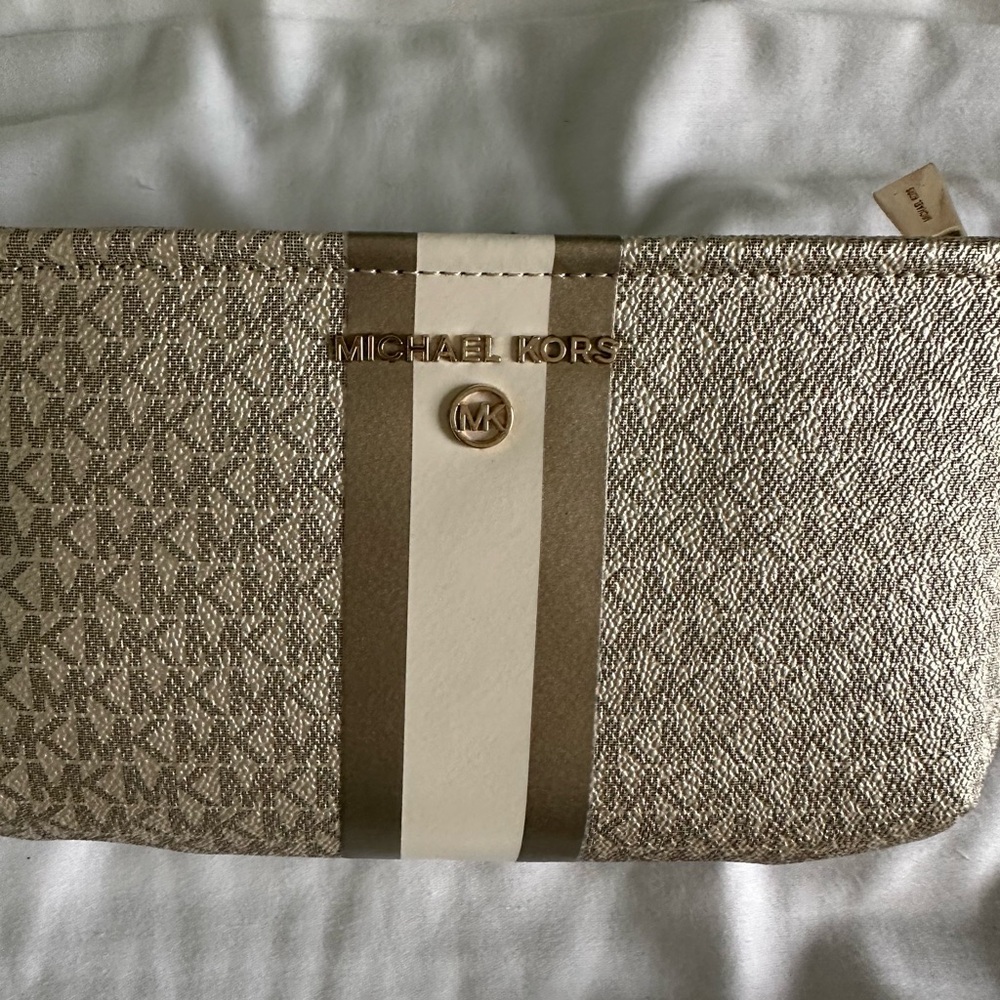 Michael Kors Metallic Gold and Cream Pouch